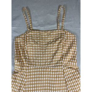 Gap Size 2 Gingham‎ Plaid Square Neck Sleeveless Midi Dress Sundress Cottagecore